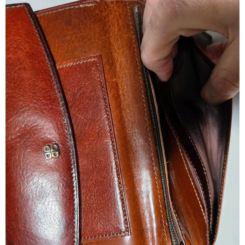 Vintage Bosca Women's Brown Leather Wallet Folding w Card ID Window  & Zip Coin